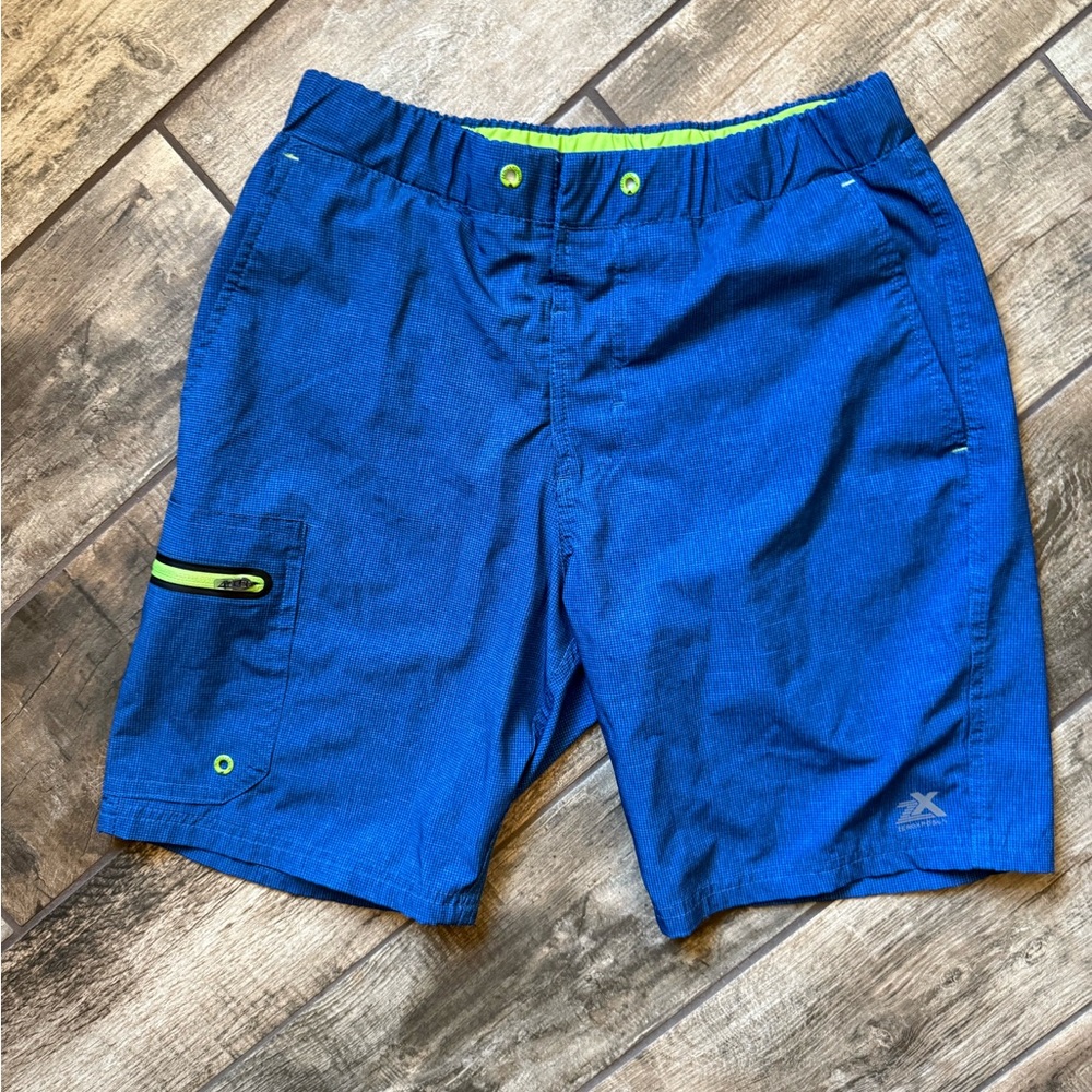 ZeroXposur Blue Shorts with Neon Highlights